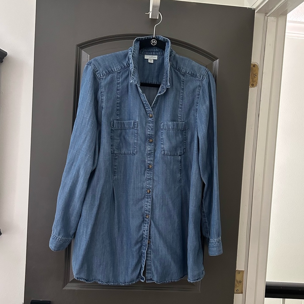 JJill chambray denim shirt Size XL long sleeved